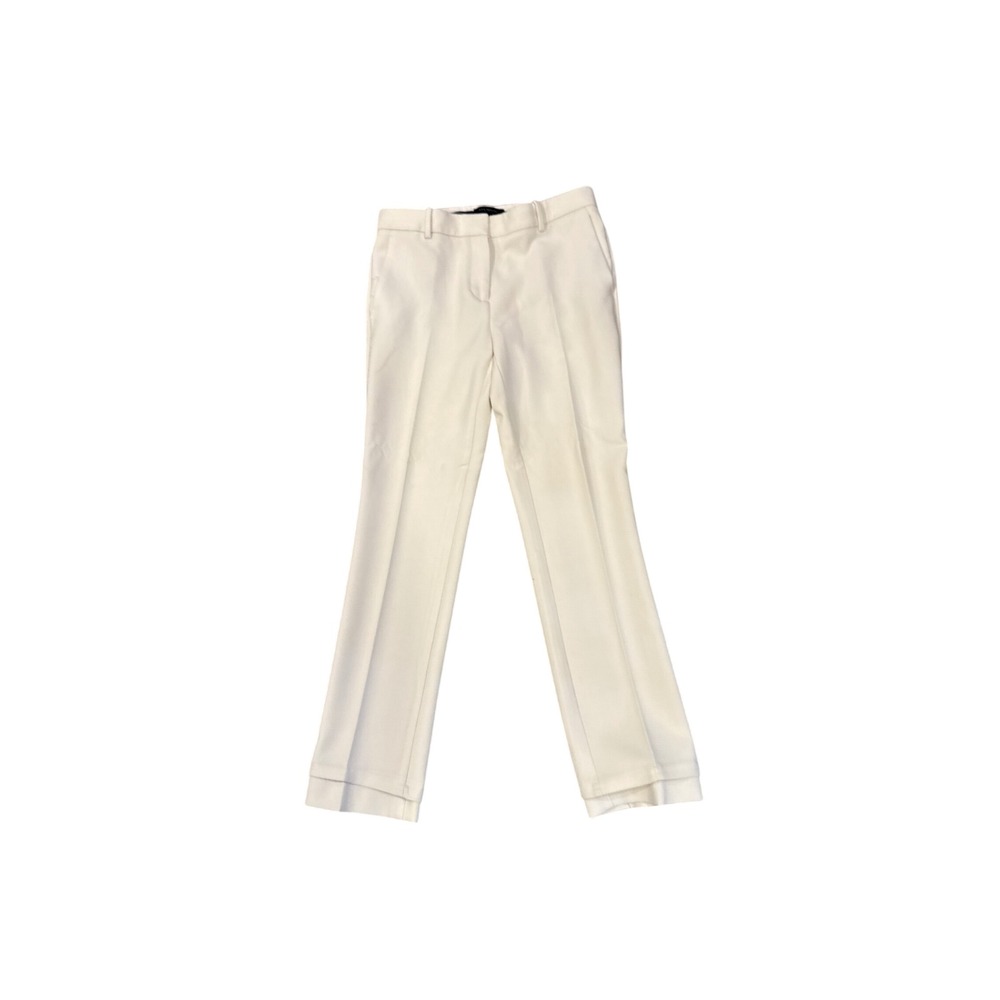 Ann Taylor Women's Sz 4 Cream Straight Leg Dress Pants Ivory Trousers Minimalist